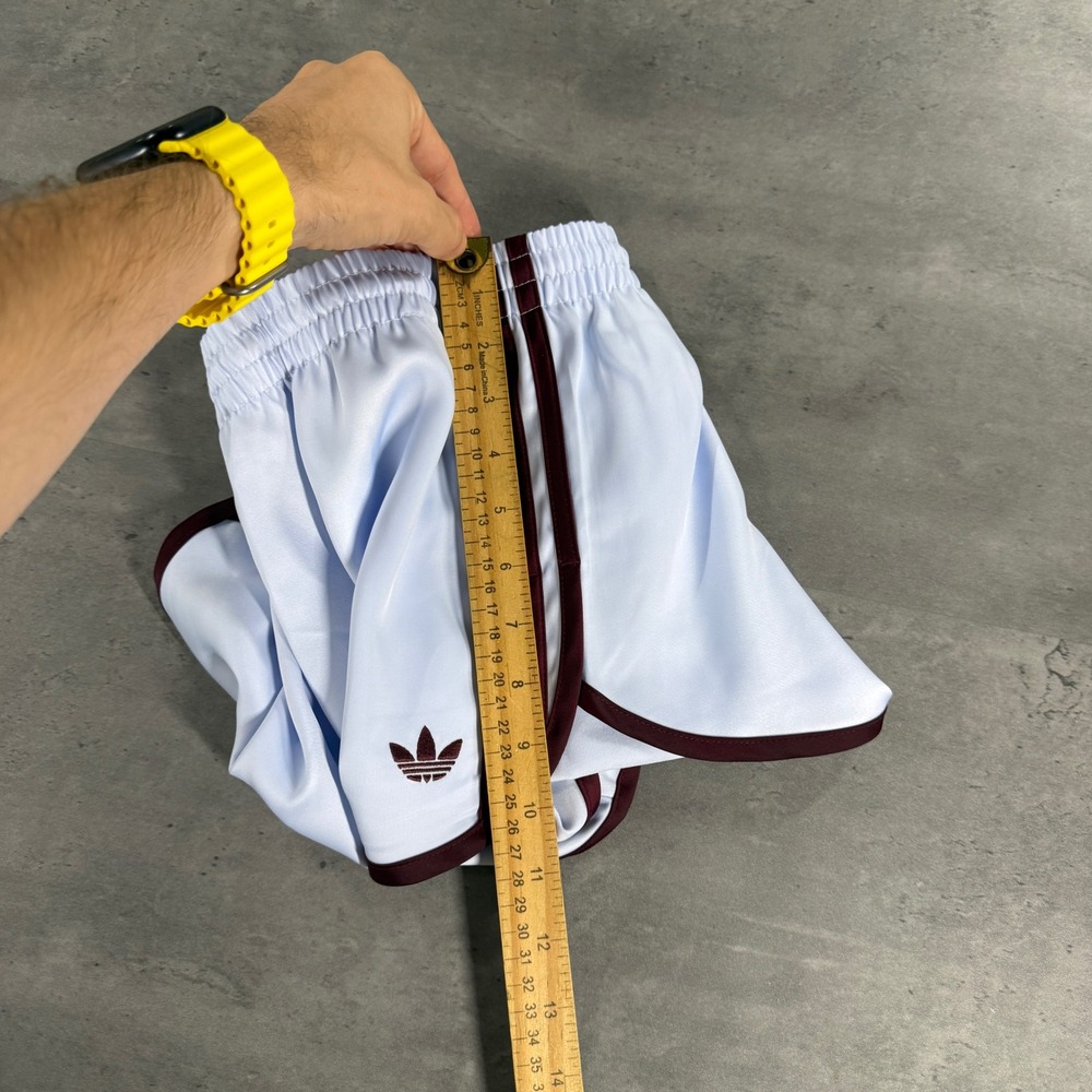 Adidas Shorts Womens Small 3S Sprinter Short Ice Blue Maroon Striped Asian Fit - Picture 5 of 10